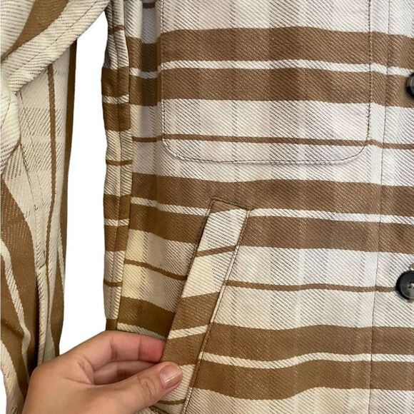 Everlane NWT Oversized Camel Tan Plaid Button Jacket Shacket with Pockets XS - Picture 6 of 10